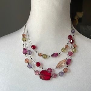 Costume Jewelry Beaded Multi Strand Necklace